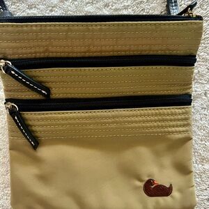 Dooney and Burke nylon Crossbody Bag - taupe with Black Accents